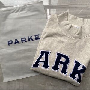 Parke Cream Crewneck Sweatshirt with Navy Lettering
